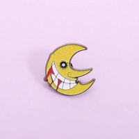 Evil Smile Horror Moon Zinc Alloy Casting Metal Pin Noir Nickel Plating-Magical Manga Anime Design Collection Bijoux Cadeau