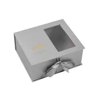 Hot Foil Stamping Matt Lamination Logo Fenêtre Affichage Fleur Rouge À Lèvres Parfum Emballage Coffrets Cadeaux avec Ruban Taille Personnalisée