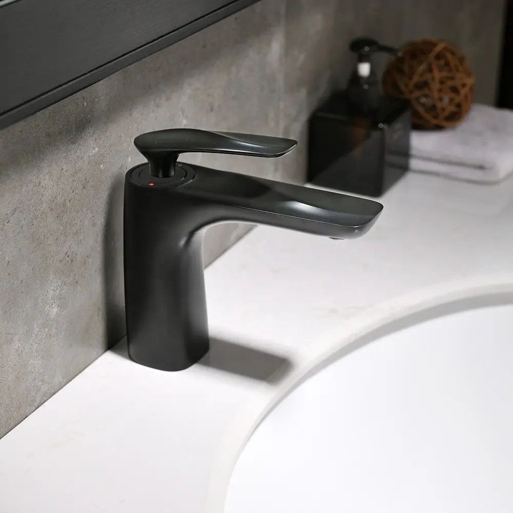 Rubinetto lavabo nero opaco per bagno e rubinetto per lavabo in ottone