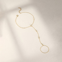 Bracelet de main et bague ajustables en argent sterling 925 plaqué or avec zircone cubique pour femme – Collection Luxe