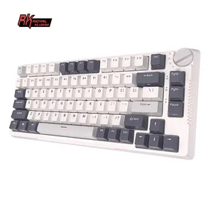 Royal Kludge-لوحة مفاتيح ميكانيكية للاعبين ، إضاءة خلفية RGB, مع حشية قابلة للتبديل ، 3 أوضاع ، مقبض لاسلكي ، موديل RK H81 75%