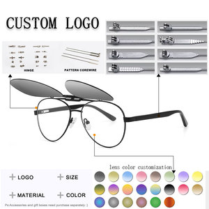 Lunettes de soleil unisexes à clipser avec monture ovale en métal, protection UV400, style aviateur à monture complète, protection solaire pour adultes - Product Image 2