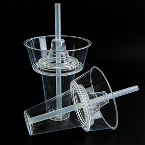 Gobelets en <span class=keywords><strong>plastique</strong></span> réutilisables et créatifs pour boissons, bols à poulet et plats chauds, gobelets à emporter avec plateau à collation - Product Image 2