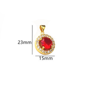 Solitaire Pendant Necklace Zinc Alloy Red Blue Green Zircon Claw Setting <b>Gift</b> Jewelry for Women - Product Image 4