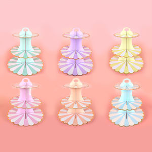 3-परत कप केक मिठाई कागज स्टैंड प्रदर्शन रैक जन्मदिन शादी की पार्टी की आपूर्ति केक सजावट केक प्लेट स्टैंड - Product Image 3