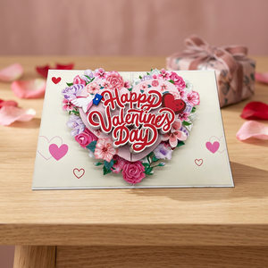 Tarjeta Pop-up de San Valentín con Diseño de Corazón, Hecha a Mano, Diseño Personalizado, Manualidades de Papel, Tema Animal, Decoración para el Hogar, Promoción de Acción de Gracias - Product Image 1