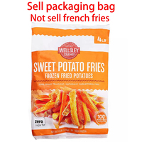 Sachet d'emballage plastique souple vide, imprimé sur mesure, à scellage arrière 3 côtés, type retort pouch, pour aliments surgelés, pommes de terre congelées et frites