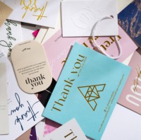 Cartes de remerciement et étiquettes suspendues personnalisées de luxe avec dorure à chaud, en papier texturé de qualité supérieure pour emballage cadeau de mariage et petites entreprises