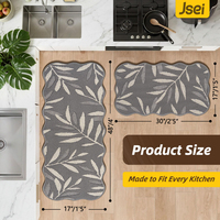 Tapis de cuisine absorbants à bords festonnés avec motif de feuilles 3D, antidérapants, lavables et résistants aux taches pour la cuisine, la buanderie et l'évier