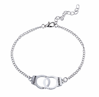 Anillo de Pareja Personalizado de Plata de Ley 925 con Baño de Rodio, Diseño de Esposas de Policía, para Fiestas y Aniversarios