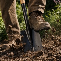 Bêche agricole à pointe ronde en acier à haute teneur en carbone pour le jardinage, l'agriculture, l'aménagement paysager et le creusement de tranchées