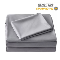 Ensemble de draps de lit en soie de bambou 300TC, certifié OEKO-TEX, luxueux, style américain, tricoté, 4 pièces