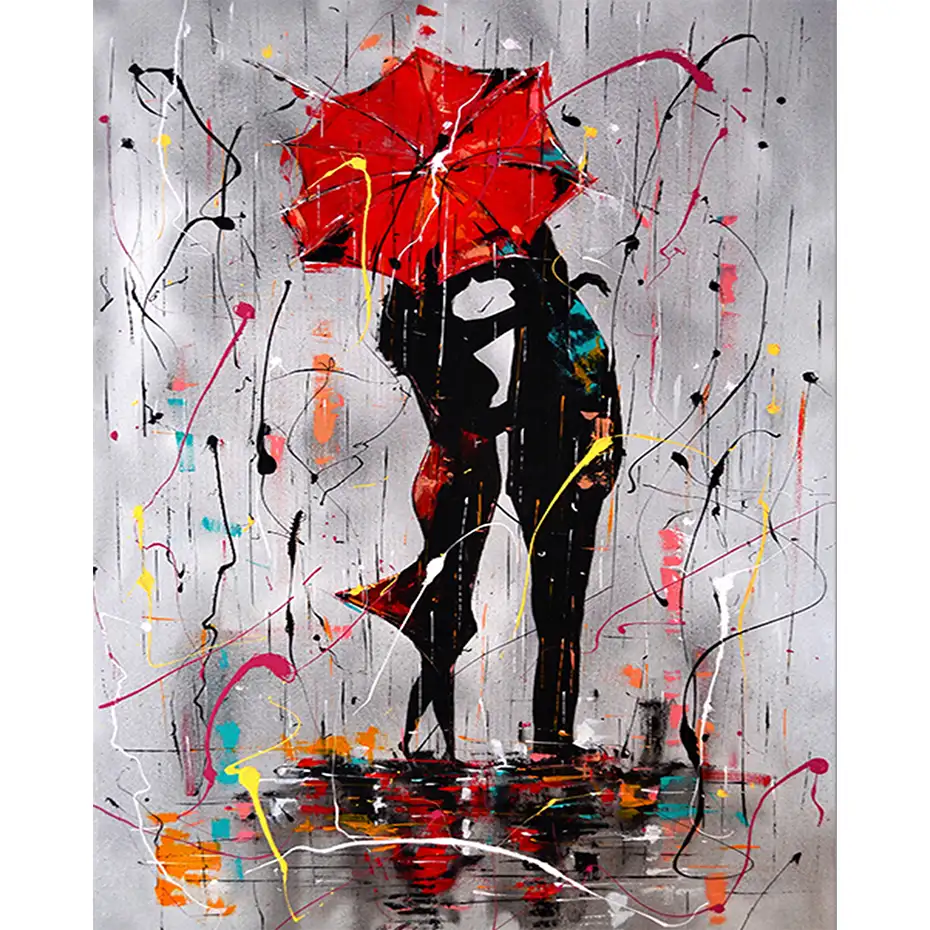 Abstract Red Lovers Umbrella Photo Paints Acrylic Paint Oil Painting By Numbers Kits Draw On Canvas Home Wall Art Decor