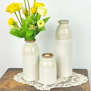 Pot de fleur debout en céramique personnalisé de beignet simple vintage nordique moderne avec plantes artificielles pour la décoration intérieure
