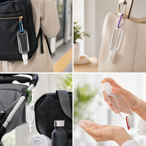 Bouteilles vides de désinfectant pour les mains de 30 ml, 50 ml, 60 ml avec clip mousqueton, flacons pulvérisateurs en plastique rechargeables format voyage - Product Image 5