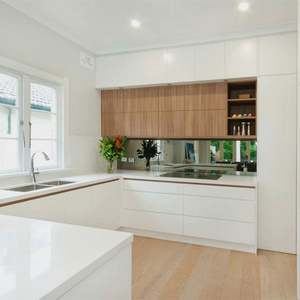 Mueble de Cocina Minimalista con Estantes Abiertos para Espacios Pequeños, Material de Madera y Paneles - Product Image 1