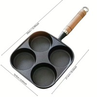 Poêle à omelette à quatre trous, antiadhésive, à fond plat, pour la maison, pour les œufs, les dumplings, le petit-déjeuner, les œufs, les burgers