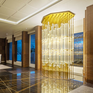 TOGETHER Pannello Divisorio di Lusso in Vetro Cristallo Dorato e Acciaio Inossidabile per Decorazioni del Soggiorno - Product Image 1
