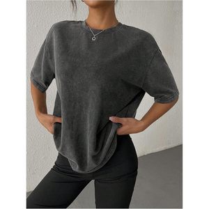 Camiseta Oversize de Algodón 100% con Estampado de Mariposa para Mujer FOXA, Estilo Vintage con Corte y Media Manga, Cuello Redondo, Ideal para Salir - Product Image 3