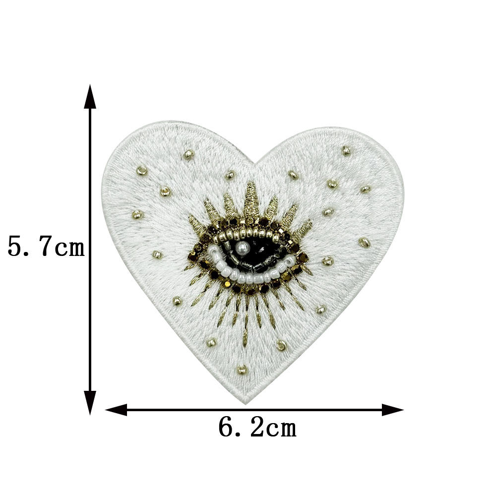 2-Piece Beaded Eye Patches - Embroidered Rhinestone Appliques For Clothing Decoration
