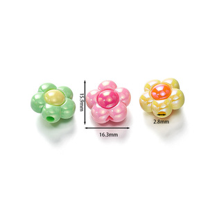 Perles de fleurs en acrylique de couleurs mélangées pour la fabrication de bijoux, printemps 2023, origine Jinhua AC2120 - Product Image 5