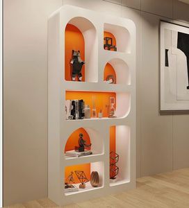 Vitrina <span class=keywords><strong>blanca</strong></span> de madera <span class=keywords><strong>MDF</strong></span> con luz LED para tienda, diseño OEM con tamaño, armario de exhibición de perfume cosmético - Product Image 3