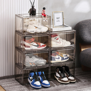 Custom Clear Men Sneaker Shoes Box Light Creative Transparent Magnetic Plastic Storage Box