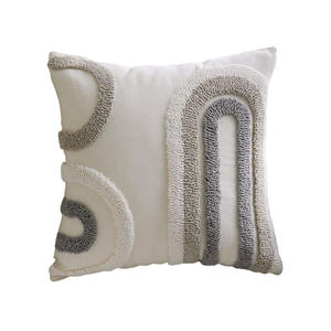 Abstract Geometric Tufted <b>Cushion</b> Cover Square Chenille Pillowcase Home Decor Sofa Bedroom Use Polyester Cotton Material - Product Image 5