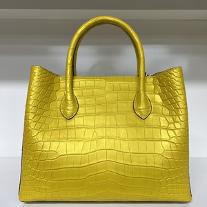 Bolso de mano 100% de piel de cocodrilo auténtica – Elegante bolso de diseñador con cierre de cremallera, bolso de mano de piel exótica de lujo - Product Image 1