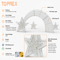 Luz LED TOPREX Resistente a la Intemperie de 220V con Motivo de Estrella Fugaz, Arco 3D de Grado Profesional para Exteriores, Plaza, Decoración Navideña, Grande