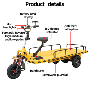 Chariot électrique de transport de marchandises lourdes, plateforme en plastique, trois roues, marque OEM JUNCHI, industriel, agricole - Product Image 4