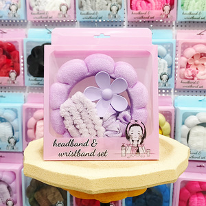 6 adet/kutu Yüz Yıkama Temizleme Süngeri Bulut Saç Bandı Güzellik Makyaj Bağı Spa Bandı Saç Bandı Hediye Kutusu Bileklik Seti - Product Image 3
