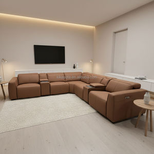 L Shape Modular Genuine Leather Modern Sectional Recliner Motion Set with Extendable Feature Apartment Hotel Villa - Product Image 4