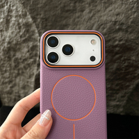 Coque de téléphone en cuir PU texture litchi, antichoc magnétique tendance pour iPhone 18 17 16 15 Pro Max, étui souple en TPU, MOQ 500