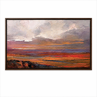 Peinture à l'huile paysage coucher de soleil peinte à la main, texture cuillère à palette, toile murale, design contemporain, taille personnalisée, luxe