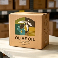 Boîte en carton ondulé imperméable personnalisée avec esthétique dorée, pour huile d'olive d'origine unique pressée à froid, livraison express en 72h