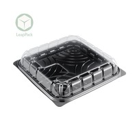 Boîte à dessert en plastique transparent recyclable pour aliments, gelée, hamburgers, conserves, avec impression en relief