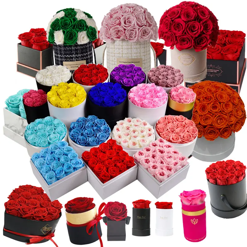 Hot Valentine Gift Real Natural Everlasting Immortal Flowers Dried Forever Floral Eternal Preserved Roses In a Box