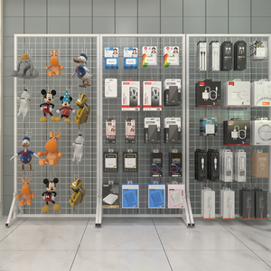 Dây màu đen gridwall tấm hai-đôi t-cơ sở tháp di động Floorstanding nghệ thuật & thủ công hiển thị công bằng giá với bánh xe và chân - Product Image 5