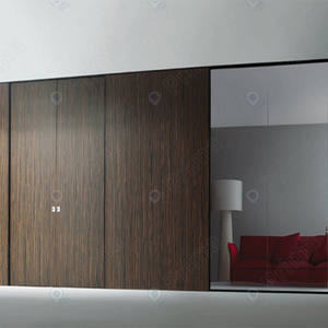 ระบบประตูบานเลื่อนพีวีซีในร่มที่ทันสมัยพร้อมกรอบอลูมิเนียมกระจกเทมเปอร์และพื้นผิวไม้สำหรับ<span class=keywords><strong>ห้อง</strong></span>นอนและตู้เสื้อผ้า - Product Image 3