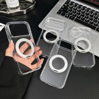 Coques de téléphone transparentes en acrylique avec support rotatif à 360° pour iPhone 17 Pro Max, coque magnétique pour iPhone 18 17 16 15 14