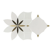 Nouveau Design Style Blanc Sol en Marbre Jet d'Eau Carreaux de Mosaïque Motif de Fleur pour Décoration Panneau Mural