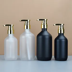 Fabrika doğrudan satış PET boş plastik şişeler 300ml 500ml siyah altın şampuan için ambalaj