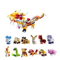 Juguete Educativo DIY para Niños, Rompecabezas de Animales Marinos, Juego de Bloques de Construcción de Plástico ABS, Escala 1:12, 50 Piezas, Mini Modelo de Tiburón y Cangrejo