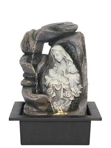 <span class=keywords><strong>Fontaine</strong></span> d'eau de table en résine Vierge Marie et Enfant Jésus avec cascade et lumière chaude - Product Image 1