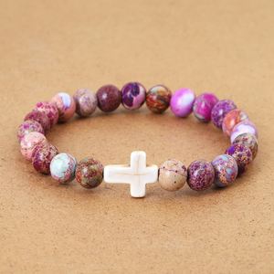 Bracelet en pierre naturelle avec perles de verre colorées, design créatif, qualité supérieure, prêt pour l'emballage de détail, commande en gros, personnalisation - Product Image 3