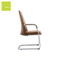 Chaise de bureau Kepo, chaise de travail en cuir à dossier moyen sans roulettes, chaises pour invités pour salle de conférence