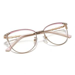 金属製メガネの卸売メーカー、女性のファッショントレンド、マルチカラーダイヤモンドデザイン、ブルーライトカット - Product Image 1