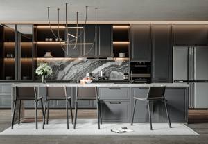 ชุดตู้ครัวโมเดิร์นสีขาวแบบกำหนดเองได้ฟรี พร้อมอ่างล้างจานและไอส์แลนด์ จากประเทศจีน - Product Image 3