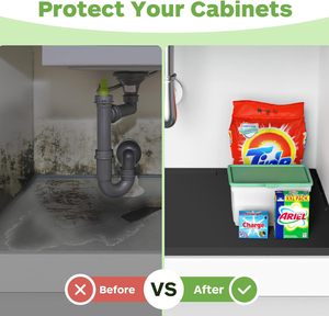 Under Sink Mats for Kitchen Waterproof Under Sink <strong>Shelf</strong> <strong>Liner</strong> with Drain Hole Flexible Silicone Cabinet Protector Tray - Product Image 5